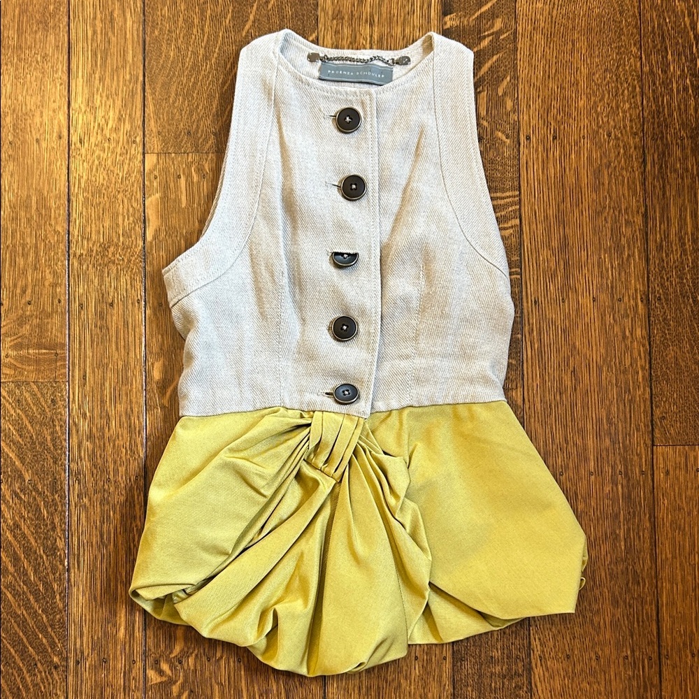 Proenza Schouler Beige and Yellow Mini Dress